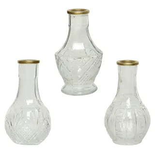 Vase Glas mit Goldrand 11.5cm 3er Set sortiert