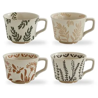 Set von 4 Vintage Keramischen Kaffeetassen von 350ml - Bunt