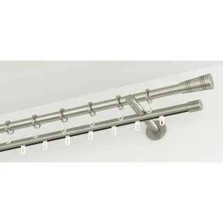 GARDINIA Vorhangstange Chicago 2-läufig Ø 20 mm 240 cm Edelstahl-Optik