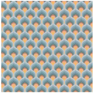 Profhome Retro Tapete 0,53 m x 8,50 m 4,50 m2 Türkis/Blau/Orange/Ocker-Gelb 395383