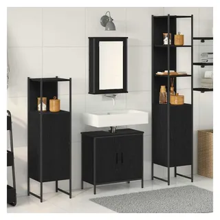 vidaXL Badezimmermöbel-Set 4-tlg. Schwarze Eiche
