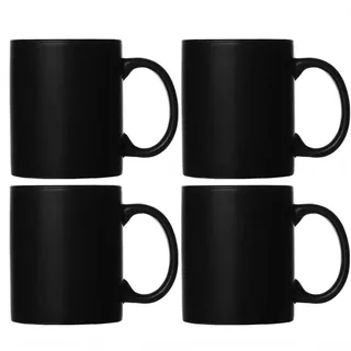 Smilatte M010 Kaffeetassen aus mattschwarzem Porzellan, 320 ml klassische Keramikschale mit Hanlde für Latte Cappuccino-Tee, 4er-Set