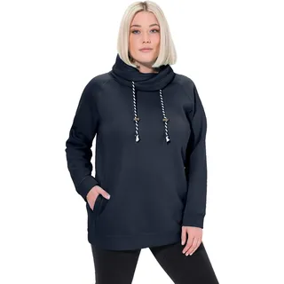 Ulla Popken Damen große Größen Übergrößen Plus Size Sweatshirt, weiter Stehkragen, Taschen, Raglan-Langarm Marine 46+ 713963755-46+ - 46-48