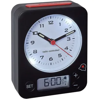 TFA-Dostmann Funk-Wecker Combo TFA 60.1511 Reisewecker Analogwecker (schwarz-rot mit Batterien)