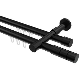 Interdeco Vorhangstange Elanto 2-läufig Ø 20 mm 300 cm Schwarz