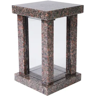 Grab-Lampe Granit Bohus Red Friedhof-Leuchte Grab-Schmuck Handgefertigt Modern