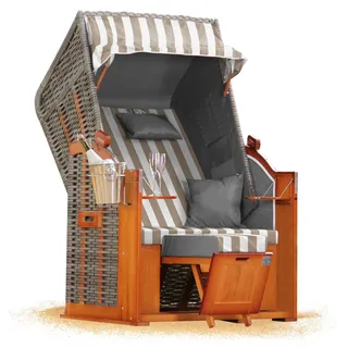 Strandkorb Hanse Ostsee 1 Sitzer Klassik 100cm breit - Volllieger bereits montiert inkl. Strandkorbrollen ideal für Zuhause, Balkon und Terrasse
