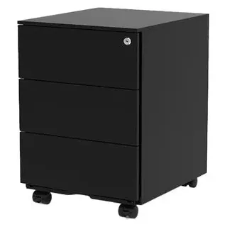FlexiSpot Rollcontainer RC2B, aus Metall, schwarz, mit 3 Schubladen, abschließbar