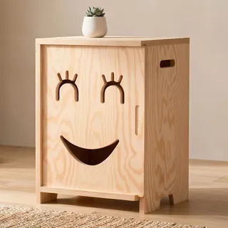 smartwood Nachttisch Kinderzimmer - Montessori Nachttisch aus FSC-zertifiziertem Kiefernholz - Kindgerechtes Design, stabile Konstruktion & einfache Montage - KAPI 3P