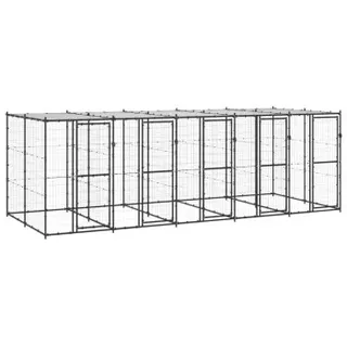 vidaXL Outdoor-Hundezwinger 5,5 m x 2,2 m x 1,8 m Stahl Schwarz