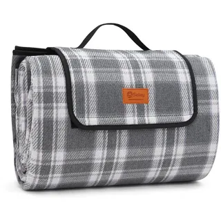 Picknickdecke 200x200 cm Campingdecke XXL Stranddecke Wasserdicht Wärmeisoliert, Sekey, Faltbar Strand Picknick Decke mit Traggriff für Outdoor, Camping, BBQ grau