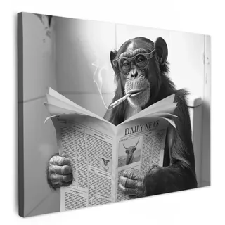 onlywow Leinwand Bilder Zeitung Affe | Gr.: 40 x 30 cm