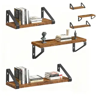 Relaxdays Wandregal 6er Set 30 x 35 x 40 cm Braun