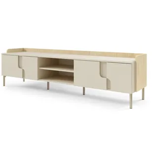 Deine Möbel 24 TV-Regal PAURO 09 TV-Lowboard 4-türig mit offenen Fächern, modernes TV-Board, Set 1-tlg., im skandinavischen Design, Lowboard für Wohnzimmer mit viel Stauraum beige