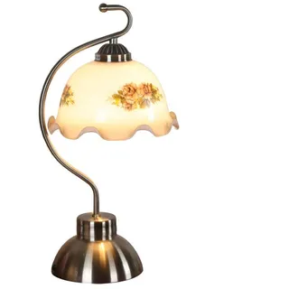 Desktop-Lichter Retro Landhausstil Tischlampe mit Schalter und Stecker Bettlampe Leselampe Desktop-Leuchten Weißer Glas-Schirm 1,5 m Kabel Vintage Tiffany Stil Tischleuchten, für Büro Bibliothek Schla