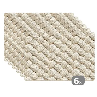 MuchoWow Platzset Seil - Gestrickt - Beige, (6-St), Platzsets, Tischset, Abwaschbar, Tischsets, Platzdeckchen beige