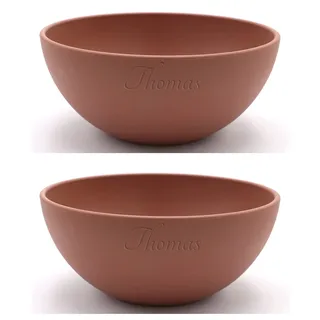 Magu 2x Mueslischale Individuell mit Gravur 16cm mit Namen personalisiert Biopolymer | Osternest Bio Kunststoff 100% Erdölfrei Salatschüssel - Müslischüssel Namensgravur 138062 terra