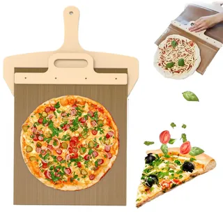 12 Zoll Pizzaschieber, 58x30cm Sliding Pizza Peel mit Griff und Backtuch Antihaftbeschichteter Pizza Slider, Schiebe Pizzaschaufel für Einfache Übertragung von Pizza, Brot, Kuchen, Pizza Zubehör