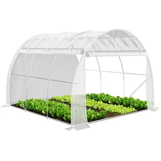 VOUNOT VOUNOT® Gewächshaus Foliengewächshaus, Seitenwände Aufrollbar Winterfest, Tomatenhaus Folientunnel, 3x3x2m 9m2, Weiß