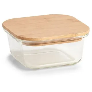 Zeller Present Vorratsdose Vorratsbehälter m. Bambusdeckel, Borosilikat Glas / Silikon / Bambus, 520 ml, Glas, 13 x 13 x 5,6 cm