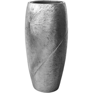 Vivanno Pflanzkübel Groß Fiberglas ROYAL - Pflanzgefäß Silber Schwarz