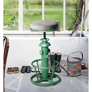Topower Antike industrielle Barhocker, rund, höhenverstellbar, Vintage-Stil, stilvolles Feuerhydrant-Design, Kneipe, Küche, Barhocker (antikgrün, Oberseite aus PU-Leder)