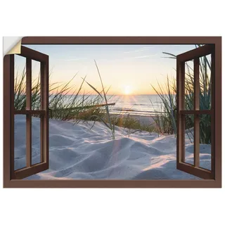 ARTland Wanddeko Wandtattoo selbstklebende Vinylfolie Fensterblick Strand Meer Sand Ostsee Dünen Sonnenuntergang U1TY