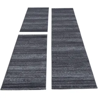 Carpettex Kurzflor Läufer Set 3 Teilig Weich & Soft Bettumrandung Schlafzimmer Flur Teppich 6 mm Florhöhe Einfarbig Grau, Farbe:Grau, Bettset:2 mal 80x150 cm + 1 mal 80x300 cm
