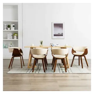 vidaXL Esszimmerstuhl Kunstleder creme 6er Set