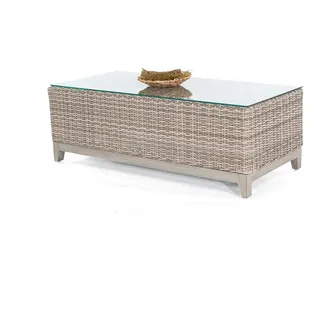 Natur24 Thor Lounge-Tisch und Glas White-Coral Garten Terrasse