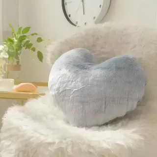 VewoTex Dekokissen Herzkissen » Kuschelkissen 45 x 45 cm » weiches Herz Kissen, » Dekokissen » Zierkissen aus Kunstfell grau