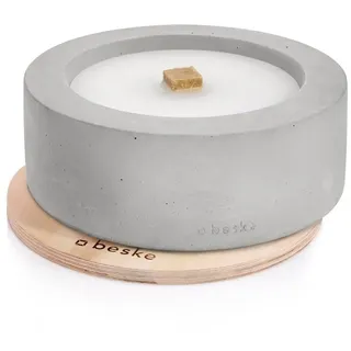 beske Outdoorkerze Betonfeuer® - Taal mit Dauerdocht Kerzenfresser Tischfeuer (24cm), Wachsrecycling mit besonderem Ambiente und nachhaltigem Dauerdocht