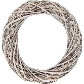 Rattan-Kronleuchter Clayre & Eef Bianca, Durchmesser 30 cm, Höhe 6 cm - Weiß
