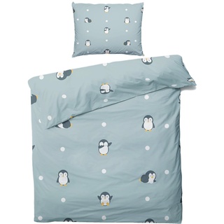 ZDABAOEC Pinguin Kinderbettwäsche 100x135 Jungen Mädchen, Weiche Microfaser Kinder Baby Bettwäsche 2er Set - 1 Bettbezug + 1 Kissenbezug 40x60, mit Reißverschluss, Wende Motiv