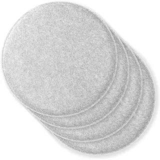 RUBBERNECK Stuhlkissen Rubberneck 4er Set rutschfeste Filz Sitzkissen Rund, Stuhlkissen mit Antirutsch-Noppen - rutschfeste Oberfläche grau