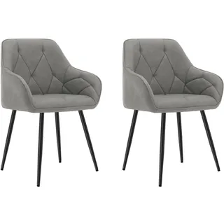 WOLTU Esszimmerstühle 2er Set, für Esszimmer Wohnzimmer, ergonomische Küchenstühle gepolstert mit Armlehnen, Metallbeinen, Sitzfläche aus Vintage-Kunstleder,Dunkelgrau