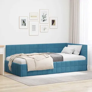 Amorsee Schlafsofa 90 x 200 cm mit Lattenrosten, Polsterbett Bettsofa Einzelbett Bett Sofabett Gästebett Tagesbett, Samt, ohne Matratze, Blau