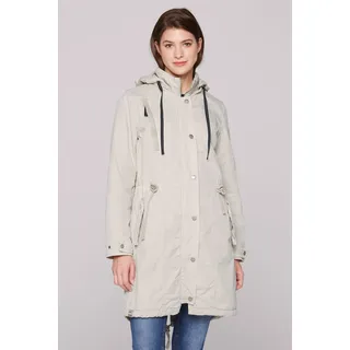 Parka SOCCX, Damen, Gr. XXL, stone beige, Web, Material Oberstoff: 100% Baumwolle, Futter Rumpf: 100% Baumwolle, Futter Ärmel: 100% Polyester, bestickt, regular fit lang, eingesetzt gerader Abschluss, Jacken Parka, mit abtrennbarer Kapuze