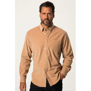 JP1880 Businesshemd Cordhemd Langarm Buttondown-Kragen Modern Fit braun|lila 5XL