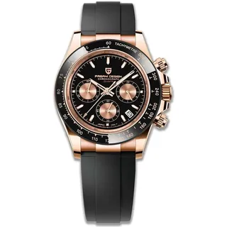 Pagani Design PD-1644 V4 PRO Herren Quarzuhr Einfache Chronographencode Uhr wasserdichte Keramik Uhrenring Edelstahl Uhrenkette (Rolex Hommage)
