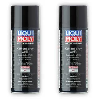 2x Kettenspray LIQUI MOLY 1591 Motorbike Kettenspray weiß Spezialfett Dose 400 ml