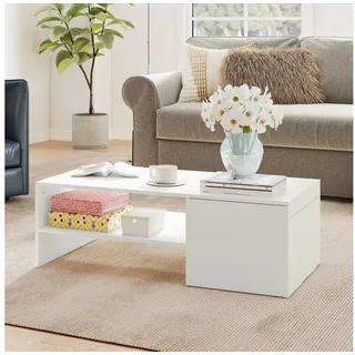 Homcom Couchtisch Weiß Spanplatte 110 x 52 x 36 cm