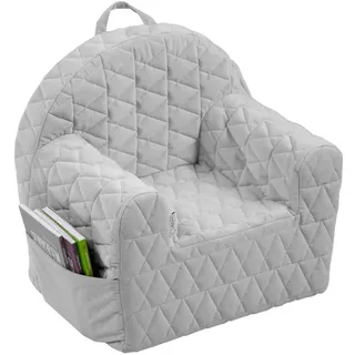 Albero Mio Kindersessel Grau für Jungen und Mädchen, Babymöbel, Kindersofa bequem, mit waschbarem Bezug und Spielzeug-Staufach