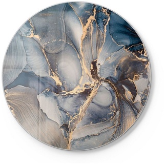 DEQORI Schneidebrett 'Marmor-Farbspiel mit Gold', Glas, Platte Frühstücksbrett Schneideplatte blau 30 cm x 30 cm