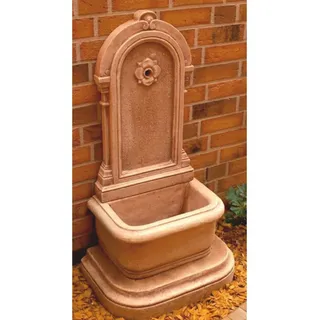 Casa Padrino Jugendstil Wandbrunnen Antik Creme Braun H. 113 cm - Brunnen Gartenbrunnen Steinbrunnen