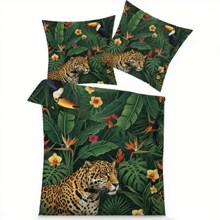 GEDAEUBA Winter Bettwäsche 135x200 Dschungel - Leopard Tukan Bettbezug, Wendebettwäsche und Kissenbezug 80x80, Weiche & Angenehme Mikrofaser Bettwäsche-Sets mit Reißverschluss