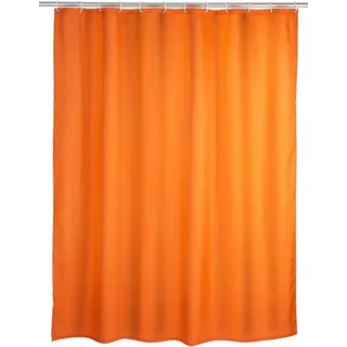 Famanu Duschvorhang einfarbig orange 180 x 200 cm – waschbar + 12 Ringen