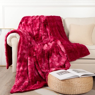 VOTOWN HOME Comfort Luxuriöse Kunstfell Weinachten Überwurfdecke, Flauschige und Weiche Kuscheldecke Decke für Couch und Bett, 220x240 cm Rot