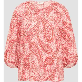 S.Oliver Strukturierte Relaxed-Fit-Bluse mit Raffungen und Raglanärmeln, Himbeere 40