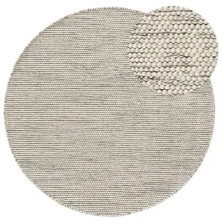 Wollteppich Rocco, benuta, rund, Höhe: 5 mm, Wolle, handgewebt, Uni, Natural Living, Wohnzimmer beige|schwarz Ø 100 cm x 100 cm x 100 cm x 5 mm